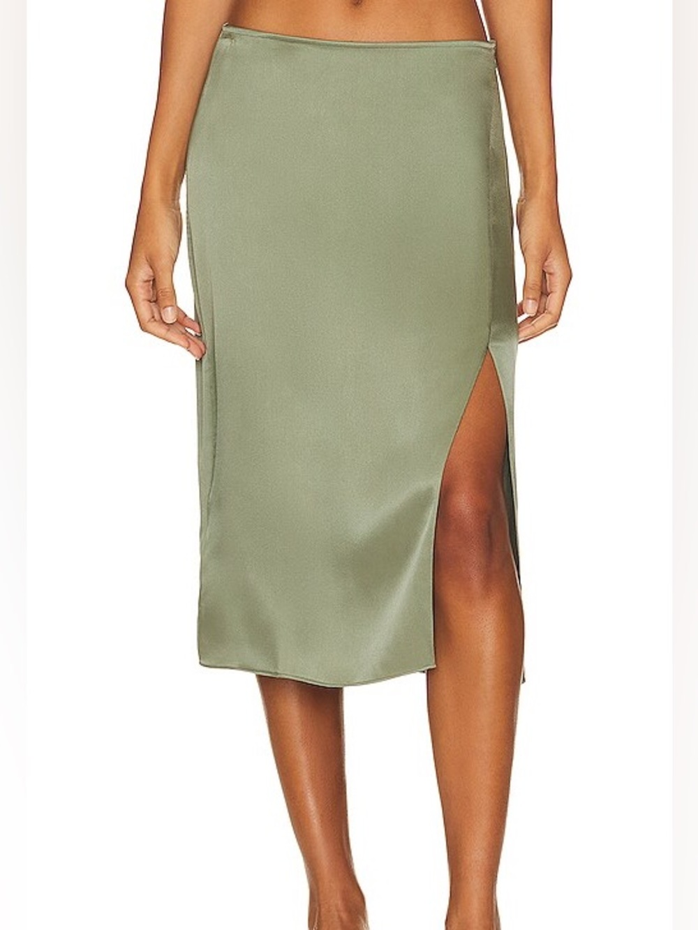 Annie Bing Light Green Silk Jolin Midi Slip Skirt Size M